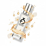 A clear glass cologne bottle with a silver cap, labeled 'FRAGRANCE CRAFTERS' on a white background.